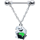 14G 5/8 Ghost Goo Cauldron Halloween Chain Dangle Nipple Ring Set