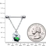 14G 5/8 Ghost Goo Cauldron Halloween Chain Dangle Nipple Ring Set