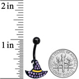 Clear Gem Black Witch Hat Halloween Belly Ring