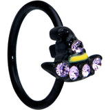 20G 5/16 Clear Gem Black Witch Hat Halloween Nose Hoop