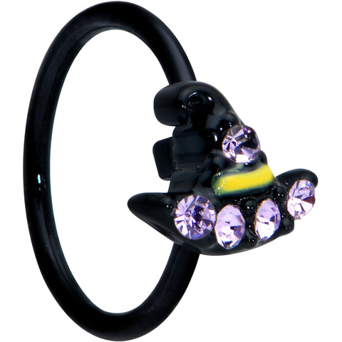20G 5/16 Clear Gem Black Witch Hat Halloween Nose Hoop