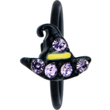 20G 5/16 Clear Gem Black Witch Hat Halloween Nose Hoop