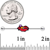 14G Black Cone End Lips Heart Industrial Barbell 38mm Set of 2