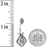 Clear Gem Art Deco Oval Scrollwork Double Mount Belly Ring