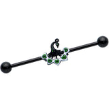 14G Black Green Pretty Peacock Industrial Barbell 38mm