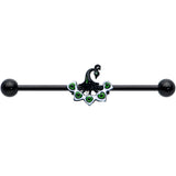 14G Black Green Pretty Peacock Industrial Barbell 38mm