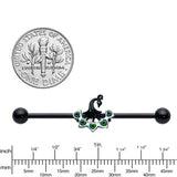 14G Black Green Pretty Peacock Industrial Barbell 38mm