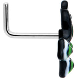 20G 1/4 Black Green Perfect Peacock L Shape Nose Ring