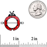 14G 11/16 Happy Red Ladybug Nipple Shield Set