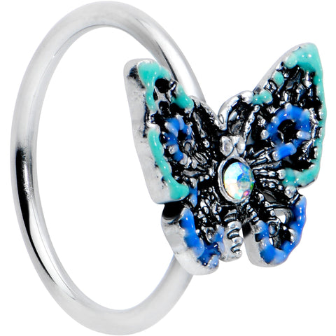 20G 5/16 Aurora Gem Colorful Glam Butterfly Nose Hoop