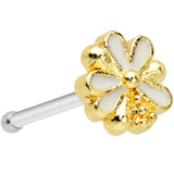 20G 1/4 Gold Tone White Texture Daisy Flower Nose Bone