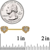 14G 9/16 Aurora Gem Gold Tone Baroque Heart Nipple Ring Set