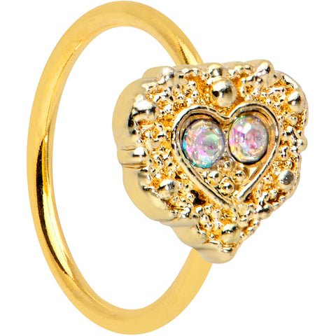 20G 5/16 Aurora Gem Gold Tone Baroque Heart Nose Hoop