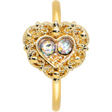 20G 5/16 Aurora Gem Gold Tone Baroque Heart Nose Hoop
