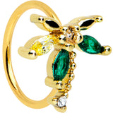 20G 5/16 Clear Green Gem Gold Tone Sunlit Palm Tree Nose Hoop