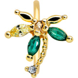 20G 5/16 Clear Green Gem Gold Tone Sunlit Palm Tree Nose Hoop