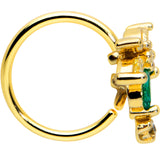 20G 5/16 Clear Green Gem Gold Tone Sunlit Palm Tree Nose Hoop