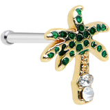 20G 1/4 Clear Gem Gold Tone Retro Palm Tree Nose Bone