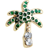 20G 1/4 Clear Gem Gold Tone Retro Palm Tree Nose Bone