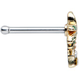 20G 1/4 Clear Gem Gold Tone Retro Palm Tree Nose Bone