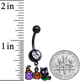 Clear Gem Black Boo Party Halloween Dangle Belly Ring
