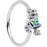 20G 5/16 Black Gem Polka Dot Blue Green Frog Nose Hoop