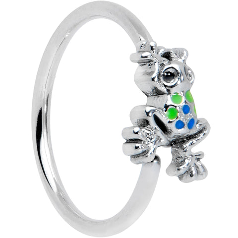 20G 5/16 Black Gem Polka Dot Blue Green Frog Nose Hoop