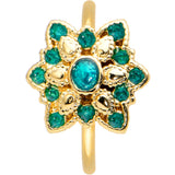20G 5/16 Blue Gem Gold Tone Snowflake Nose Hoop