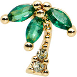 20G 7mm Clear Green Gem Gold Tone Palm Tree L Shape Nose Ring