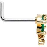 20G 7mm Clear Green Gem Gold Tone Palm Tree L Shape Nose Ring