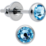 20G Blue Gem ASTM F-136 Implant Grade Titanium Post 4mm Bezel Stud Earrings