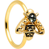 20G 5/16 Black Gem Gold Tone Angular Bee Nose Hoop