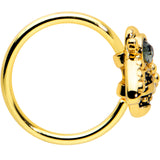 20G 5/16 Black Gem Gold Tone Angular Bee Nose Hoop