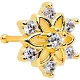 20G 1/4 Clear Gem Gold Tone Flower Snowflake Christmas Nose Bone