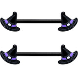 14G 5/8 Black Purple Band Witch Hat Halloween Nipple Ring Set