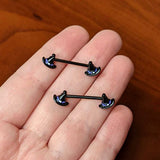 14G 5/8 Black Purple Band Witch Hat Halloween Nipple Ring Set