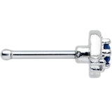 20G 1/4 Clear Blue Gem Oval Swirl Nose Bone