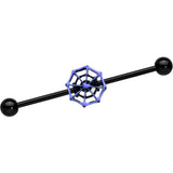 14G Black Purple Spider Web Halloween Industrial Barbell 38mm