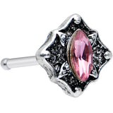 20G 1/4 Pink Gem Rhombus Retro Nose Bone