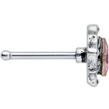 20G 1/4 Pink Gem Rhombus Retro Nose Bone