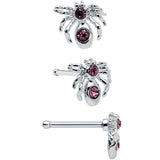 20G 1/4 Pink Gem Spider Witch Halloween Nose Bone Set of 3