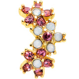 20G 5/16 White Faux Opal Gold Tone Flowers Nose Hoop