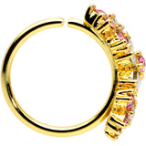 20G 5/16 White Faux Opal Gold Tone Flowers Nose Hoop