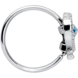 20G 5/16 Textured Blue Dolphin Heart Nose Hoop