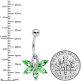 Aurora Green Gem Pot Leaf Belly Ring