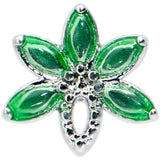 20G 1/4 Green Gem Loopy Pot Leaf L Shape Nose Ring