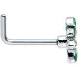 20G 1/4 Green Gem Loopy Pot Leaf L Shape Nose Ring