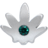 20G 1/4 Green CZ Gem Simple Pot Leaf L Shape Nose Ring