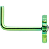 20G 1/4 Clear CZ Gem Green Simple Pot Leaf L Shape Nose Ring