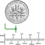 20G 1/4 Clear CZ Gem Green Simple Pot Leaf L Shape Nose Ring